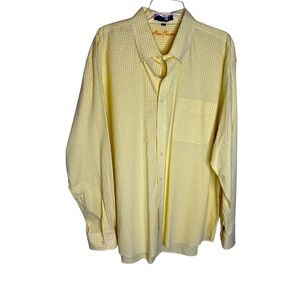 Alan Flusser Men’s Yellow Checked Cotton Button Down Dress Shirt